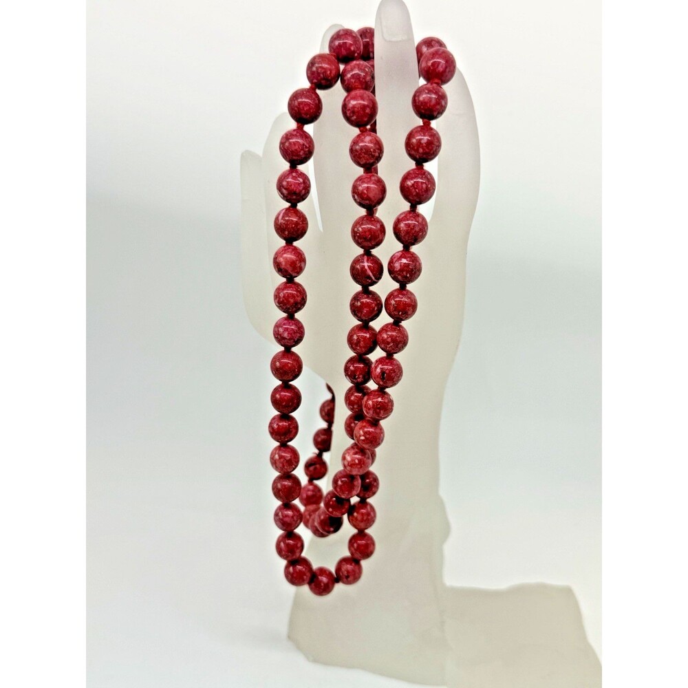 Vintage beaded Necklace Red Sponge Coral Or Sea Sediment Imperial Jasper Like